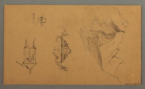 Tekening, Dennenbomen, mogelijk 1868 door Frederic Edwin Church