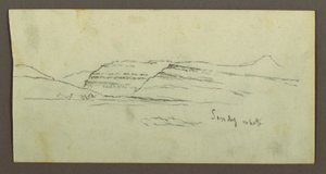 Tekening, vlakte en bergketen, mogelijk 1868 door Frederic Edwin Church
