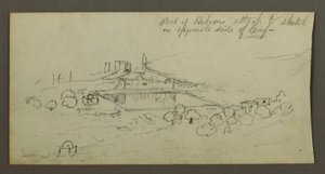 Tekening, zwembad en gebouwen, mogelijk 1868 door Frederic Edwin Church