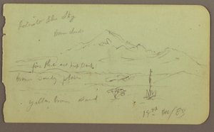 Tekening, Popocatapel; Verso: Fries op Texcoco Hotel, 18 december 1883 door Frederic Edwin Church