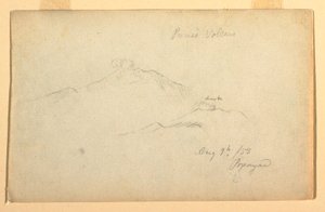 Tekening, Purese vulkaan gezien vanuit Popayan, Colombia, 9 augustus 1853 door Frederic Edwin Church