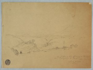 Tekening, Herinnering aan het landschap op de weg van Fusugasuga naar Pandi, New Granda, Colombia, 11 juli 1853 door Frederic Edwin Church