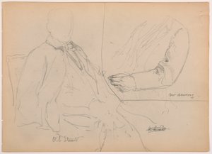 Tekening, Robert L. Stuart zittend, eerste portret, voor het Presbytarian Hospital; Mr. W. Armory, borst en arm studie, 1881