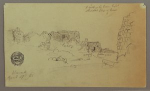 Tekening, Ruïnes, 27 april 1868 door Frederic Edwin Church