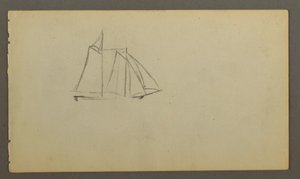 Tekening, Zeilboot op golven, mogelijk 1860 door Frederic Edwin Church