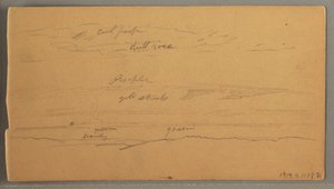 Tekening, Scherpe bergtoppen, bewolkte lucht, juni 1874
