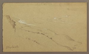 Tekening, Kust en Zee, "Bloxburgh", augustus 1865 door Frederic Edwin Church