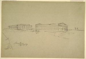 Tekening, Schetsen, Paestum, Zuid-Italië, april 1869 door Frederic Edwin Church