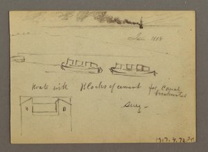 Tekening, Schetsen van het Midden-Oosten, inclusief Suezkanaal, januari 1868 door Frederic Edwin Church