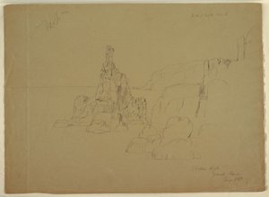 Tekening, "Standbeeld Rots", september 1851 door Frederic Edwin Church
