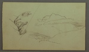 Tekening, Top Rising above Clouds, Narrow Valley, mogelijk 1868 door Frederic Edwin Church