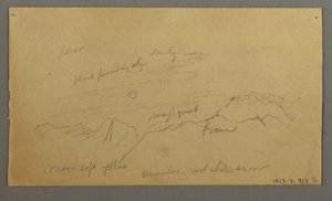 Tekening, Top met grote wolken, mogelijk 1868 door Frederic Edwin Church