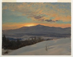 Tekening, Zonsondergang in de Hudson-vallei, winter, 1870-80
