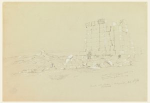 Tekening, Tempel met Semua [het huidige as-Samu] in de verte, 17 februari 1868 door Frederic Edwin Church