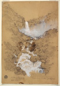 Tekening, Tequendama watervallen bij Bogotá, Colombia, juli 1853