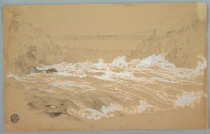 Tekening, De Kloof, Niagara, Kijkend naar de Hangbrug