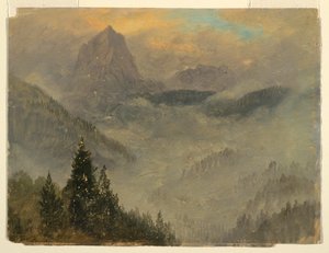 Tekening, De Hochkalter, bij Berchtesgaden, 1868 door Frederic Edwin Church