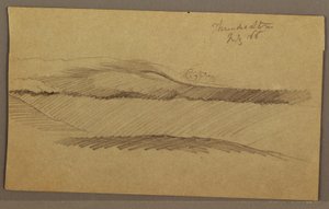 Tekening, onweer over heuvelrug, juli 1866