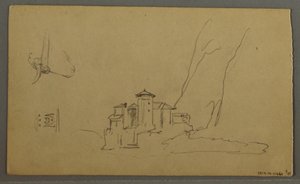 Tekening, Dal, Kerk, St. Gilgen Oostenrijk, mogelijk 1868 door Frederic Edwin Church