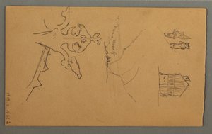 Tekening, Vallei, Toren, Kerk, mogelijk 1868 door Frederic Edwin Church