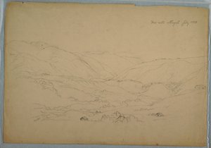 Tekening, Vallei bij Ibagué, Colombia, juli 1853 door Frederic Edwin Church