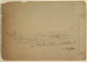 Tekening, Uitzicht van Grand Manan Island, Canada, naar de zee, september 1851 door Frederic Edwin Church