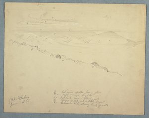 Tekening, Uitzicht vanaf de berg Salus, Jamaica, juni 1865 door Frederic Edwin Church