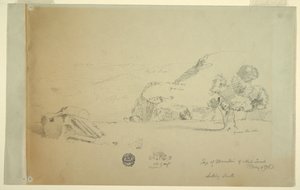 Tekening, Uitzicht vanaf heuvel ten westen van suk wadi, 4 mei 1868