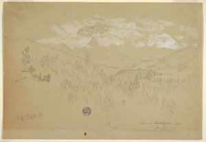 Tekening, Uitzicht bij Berchtesgaden, Beieren, juni 1868 door Frederic Edwin Church