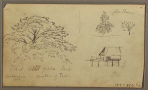 Tekening, Gezicht op Guayaquil, Ecuador, 23 mei 1857 door Frederic Edwin Church