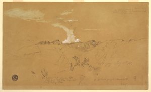 Tekening, vulkaan, Sangay, 11 juli 1857 door Frederic Edwin Church