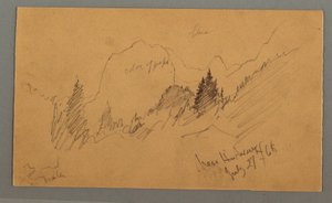 Tekening, Bosrijke toppen, 27 juli 1868 door Frederic Edwin Church