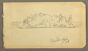 Tekening, Bosachtige oever, 1878 door Frederic Edwin Church