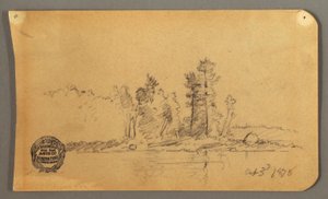 Tekening, Bosachtige oever, 1878 door Frederic Edwin Church