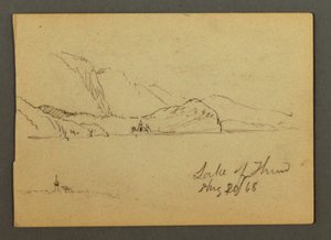 Tekening, meer Thun, Berner Oberland, 20 augustus 1868 door Frederic Edwin Church