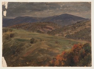 Heuvelachtig landschap, vroege herfst door Frederic Edwin Church