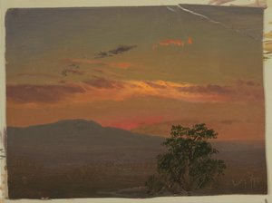 Landschap bij Zonsondergang, Hudson, N.Y. door Frederic Edwin Church