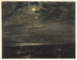 Kust bij maanlicht (mogelijk Maine) door Frederic Edwin Church