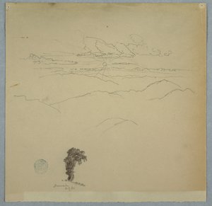 Berglandschap met ondergaande zon en een boom, Jamaica door Frederic Edwin Church