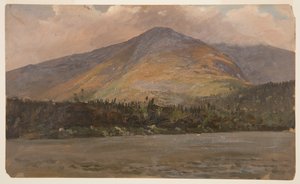 Mt. Katadhin, toont Pomola en het Grote Bekken vanaf Sandy Bottom Pond door Frederic Edwin Church
