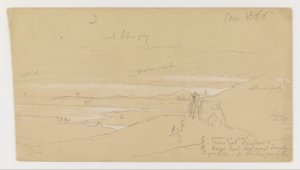 Rivier door bergdal met hemel en halve maan door Frederic Edwin Church