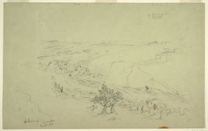 Siloam en Jeruzalem, zuidoostelijke hoek van de muren gezien vanaf de Olijfberg [Jeruzalem en Silwan, Oost-Jeruzalem, Israël] door Frederic Edwin Church