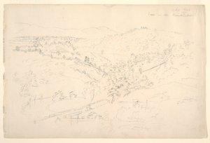 Schets van een Catskill-landschap (Uitzicht op de Kaanterkill) door Frederic Edwin Church
