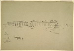 Schetsen, Paestum, Zuid-Italië door Frederic Edwin Church