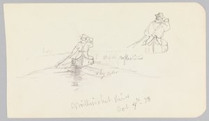 Studies van man die kano peddelt op Millinocket River door Frederic Edwin Church