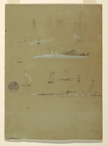 Studie van Schoeners en Baken Dagmarkering door Frederic Edwin Church