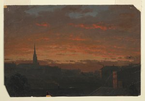Zonsondergang bij Hudson, New York