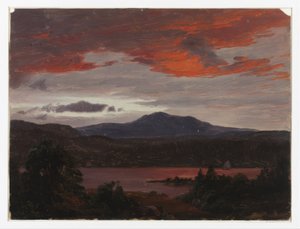 Turner Pond met Pomola Peak en Baxter Peak, Maine door Frederic Edwin Church
