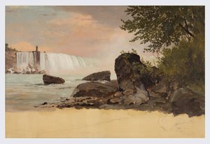 Uitzicht op de Canadese Watervallen en Goat Island door Frederic Edwin Church