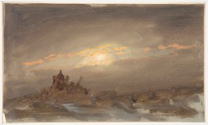 Winterlandschap bij maanlicht door Frederic Edwin Church
